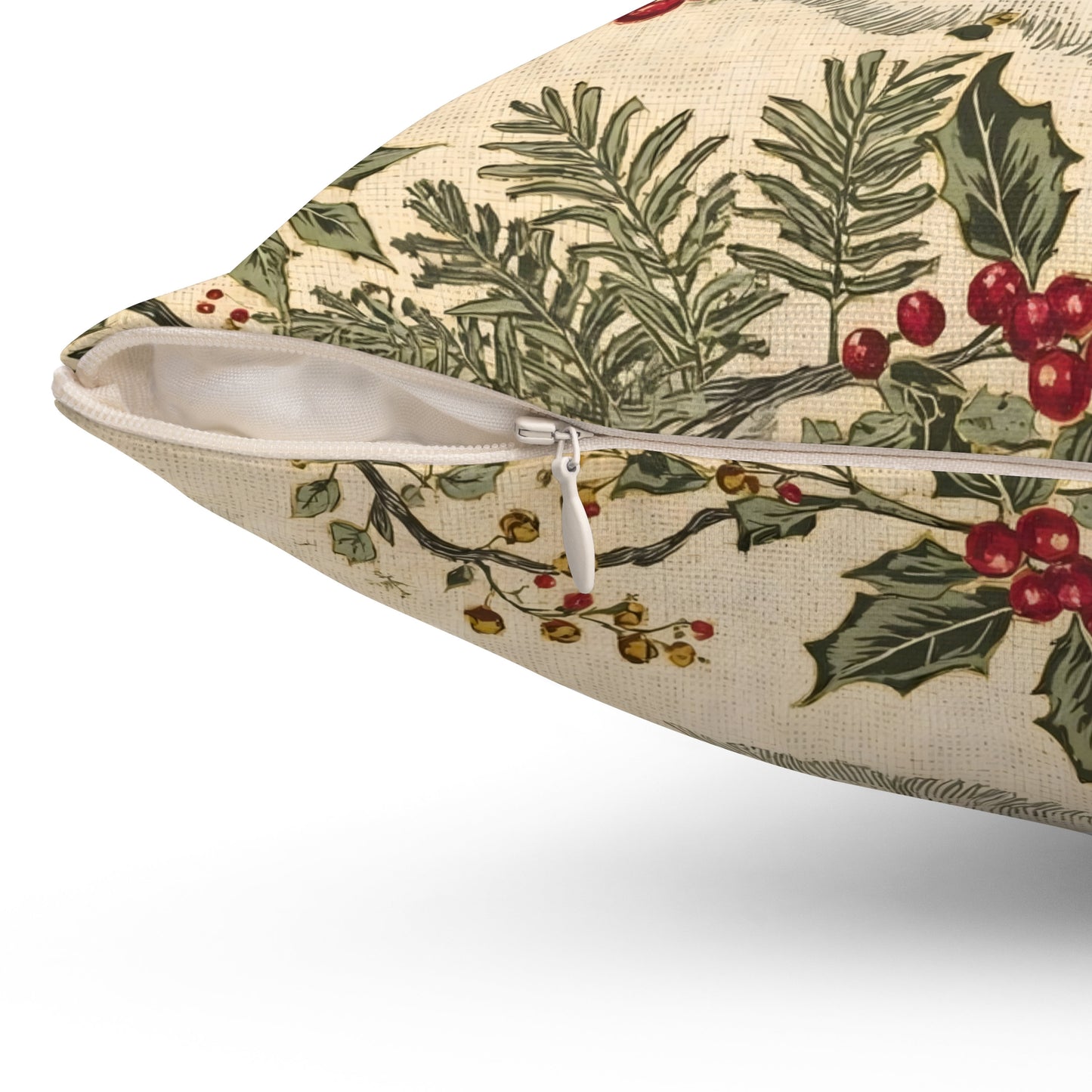 Deer in Winter Garden Pillow Cover | Vintage Holiday Toile Cushion | Fly De Lis